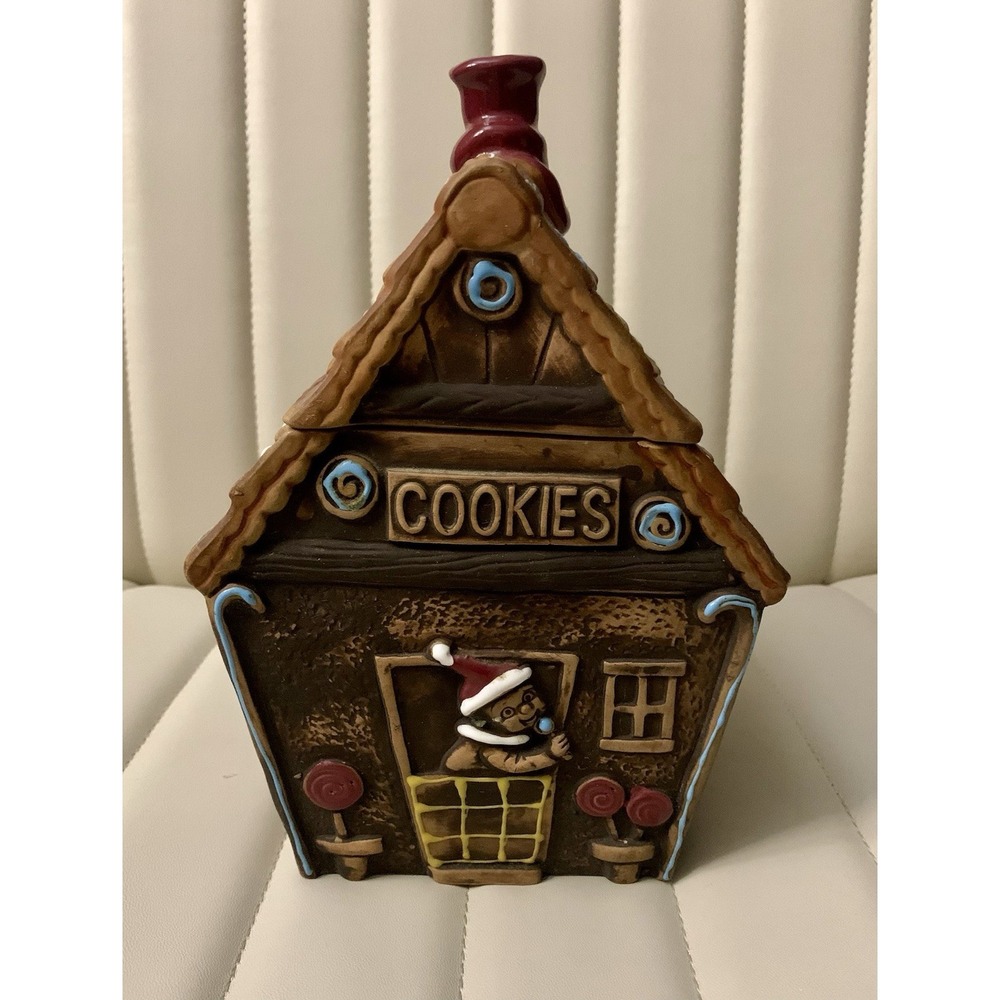Vintage Mogi Nagoya‎ Japan Folk Art Gingerbread House Cookie Jar Ceramic 10"